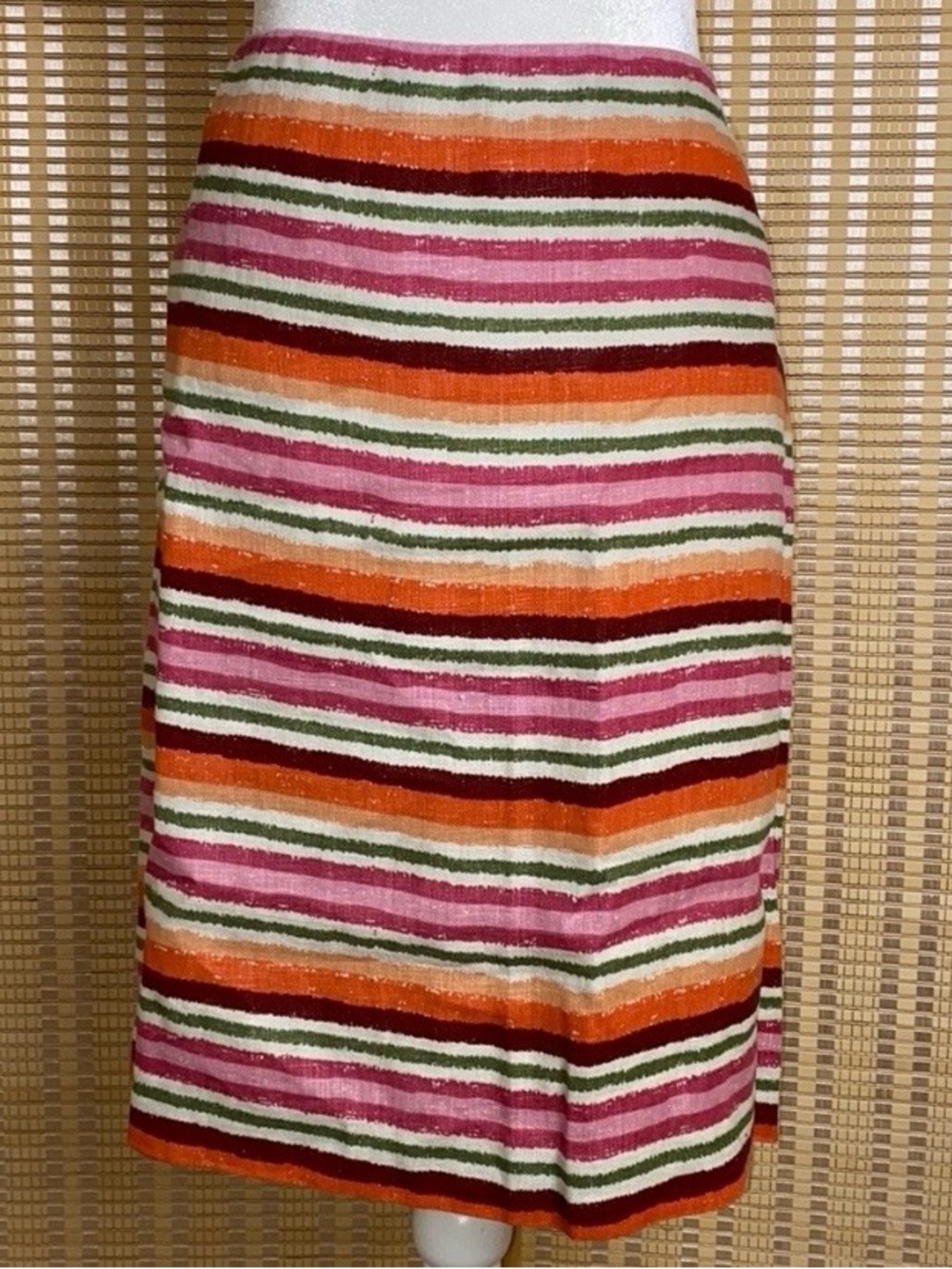 Talbots 100% Linen Multicolored Striped Pencil Skirt Size 14